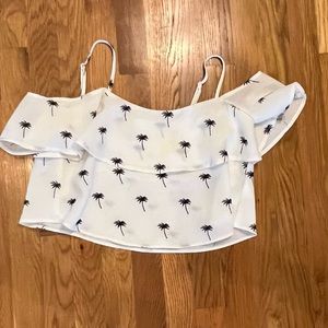 H&M DIVIDED halter top with palm tree pattern